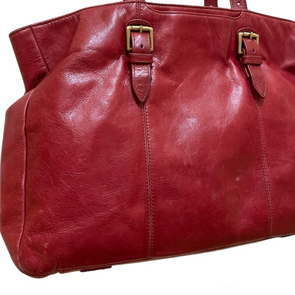 HOBO Womens Cabot Cardinal Red Leather Tote Bag - Picture 5 of 16